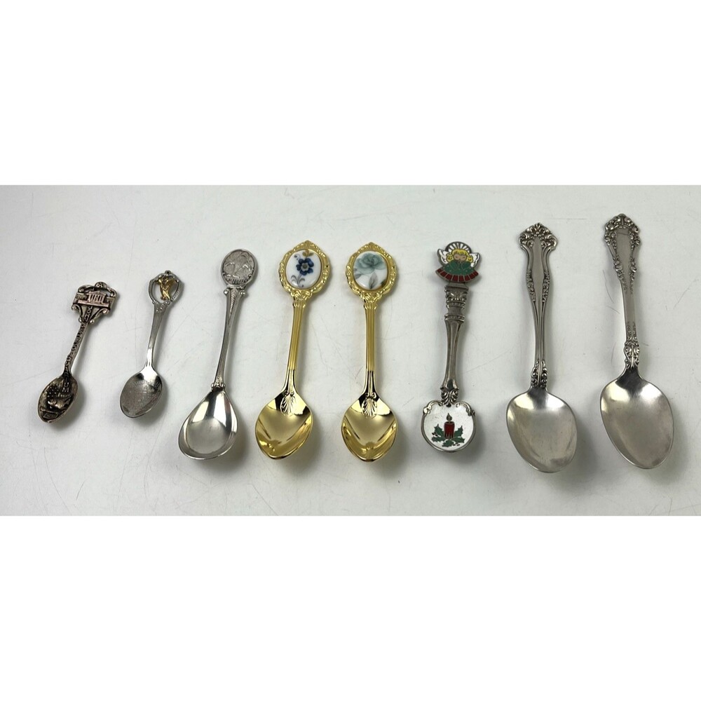 Vintage Lot Of 8 Variety of Mini Decor Spoons Some Silver Plated